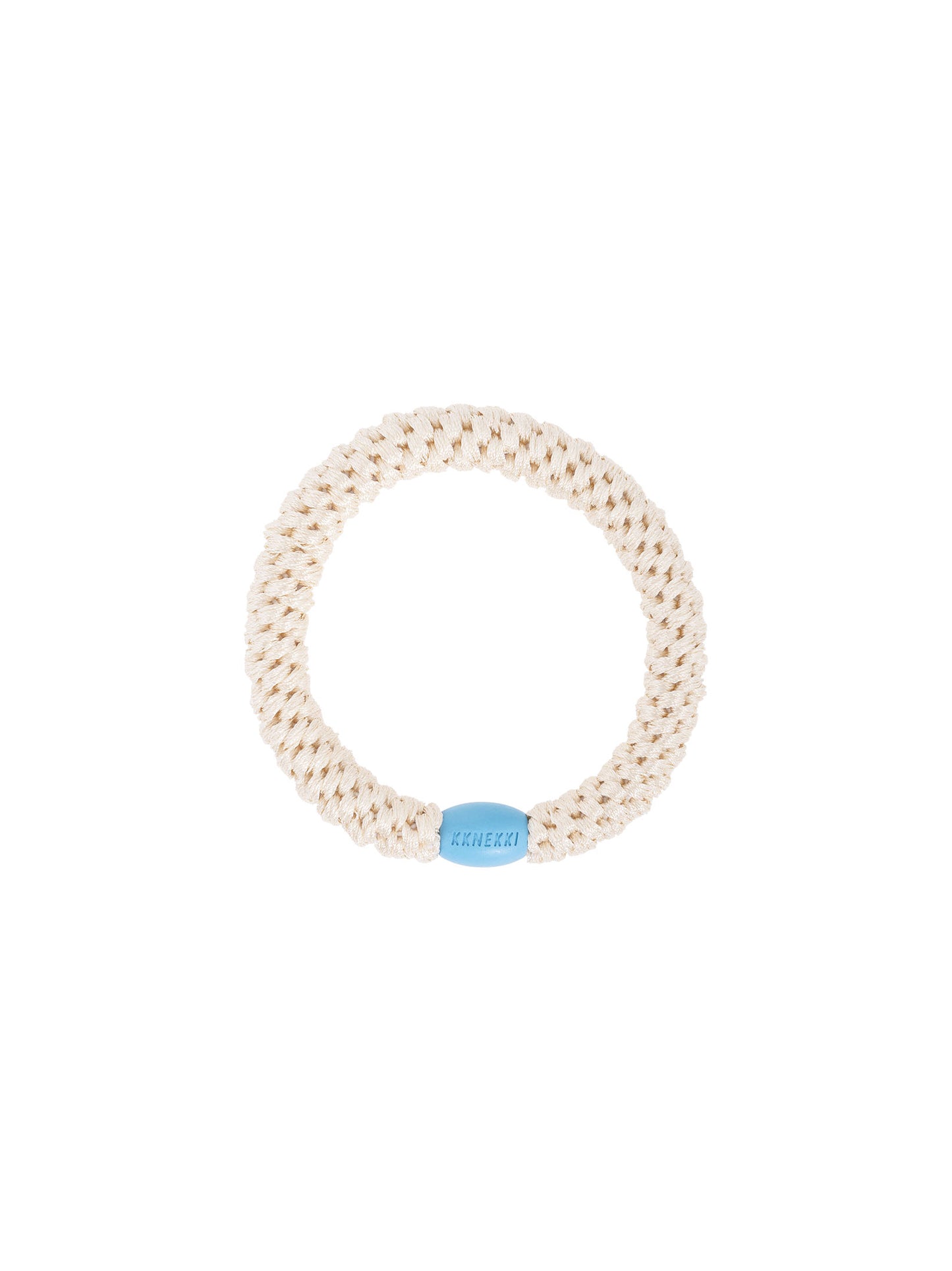 Hair Tie Ivory & Blue Bead