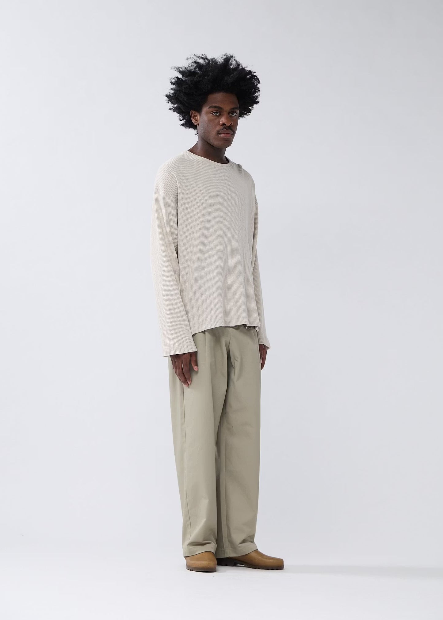 T-shirt Waffle Longsleeve Washed Grey