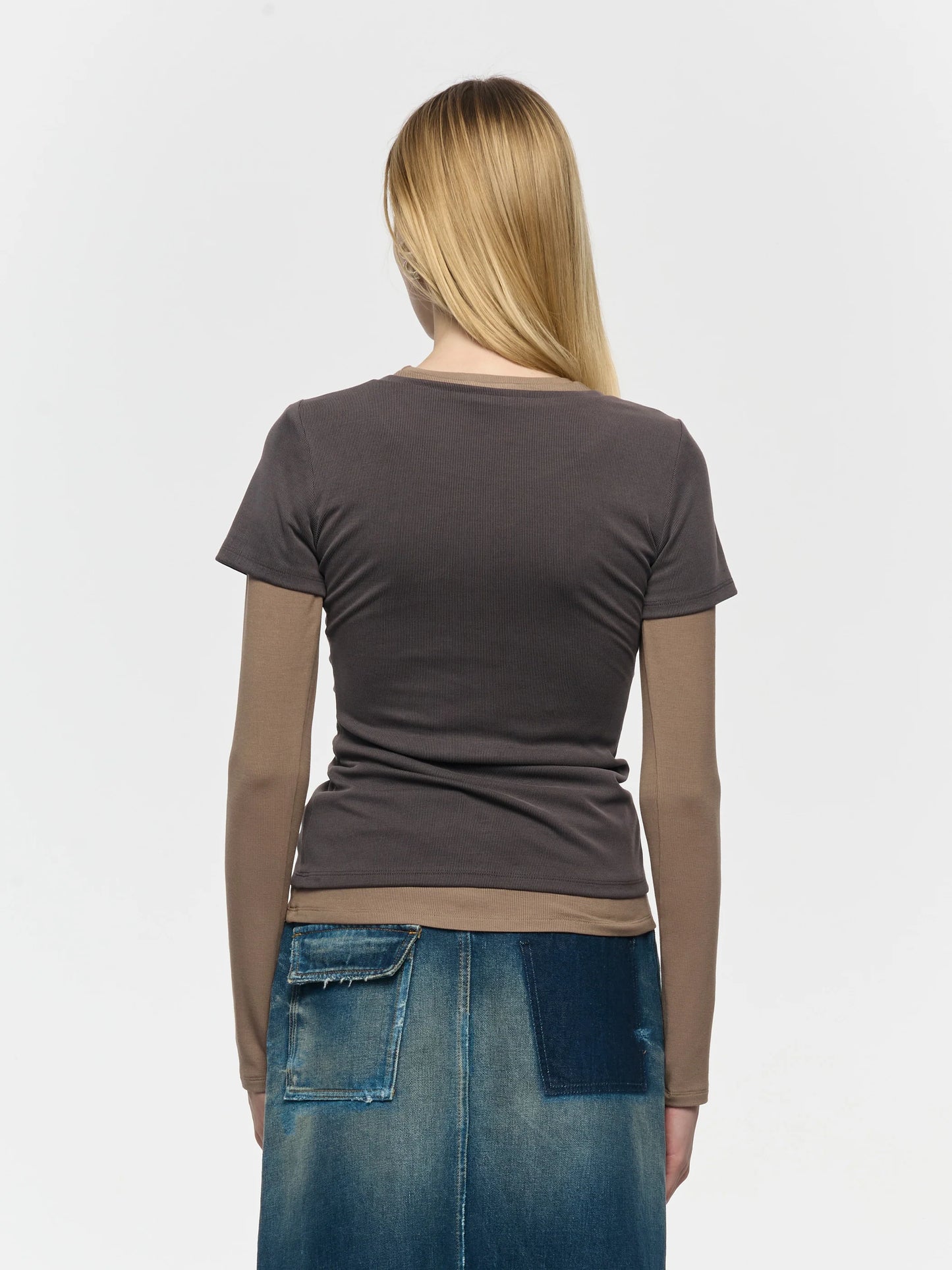 T-shirt Layered Longsleeve Grey