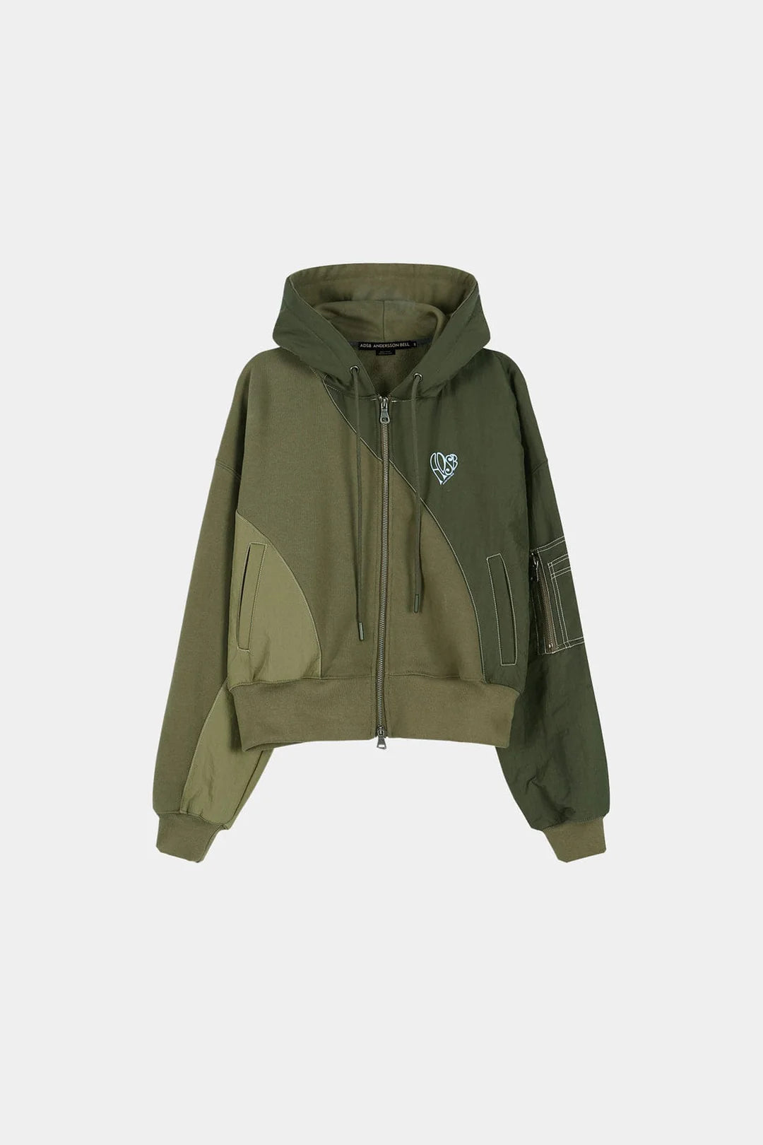 Hoodie Ma-1 Patchwork Zip Khaki
