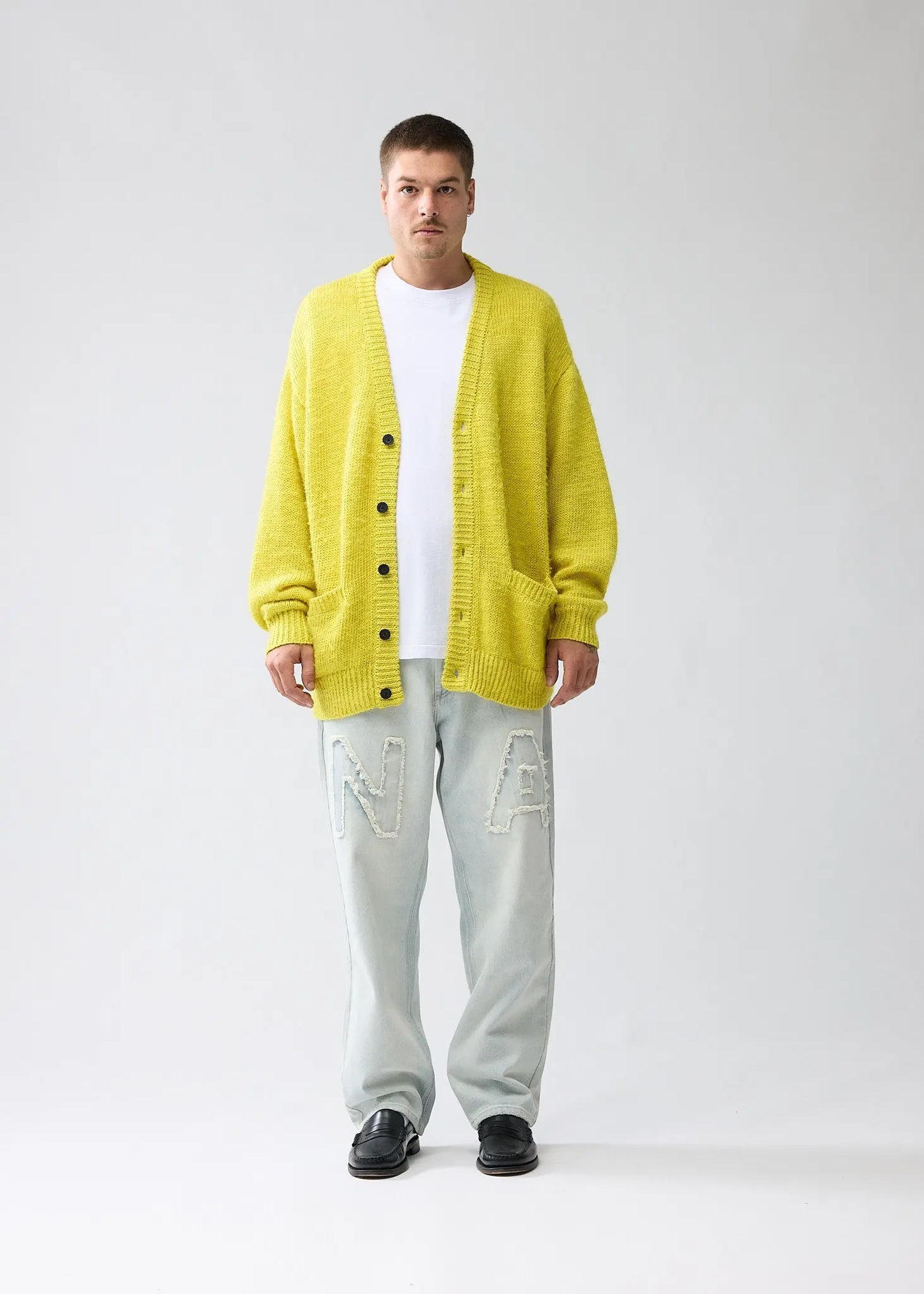 Cardigan Linnen Logo Celery Yellow