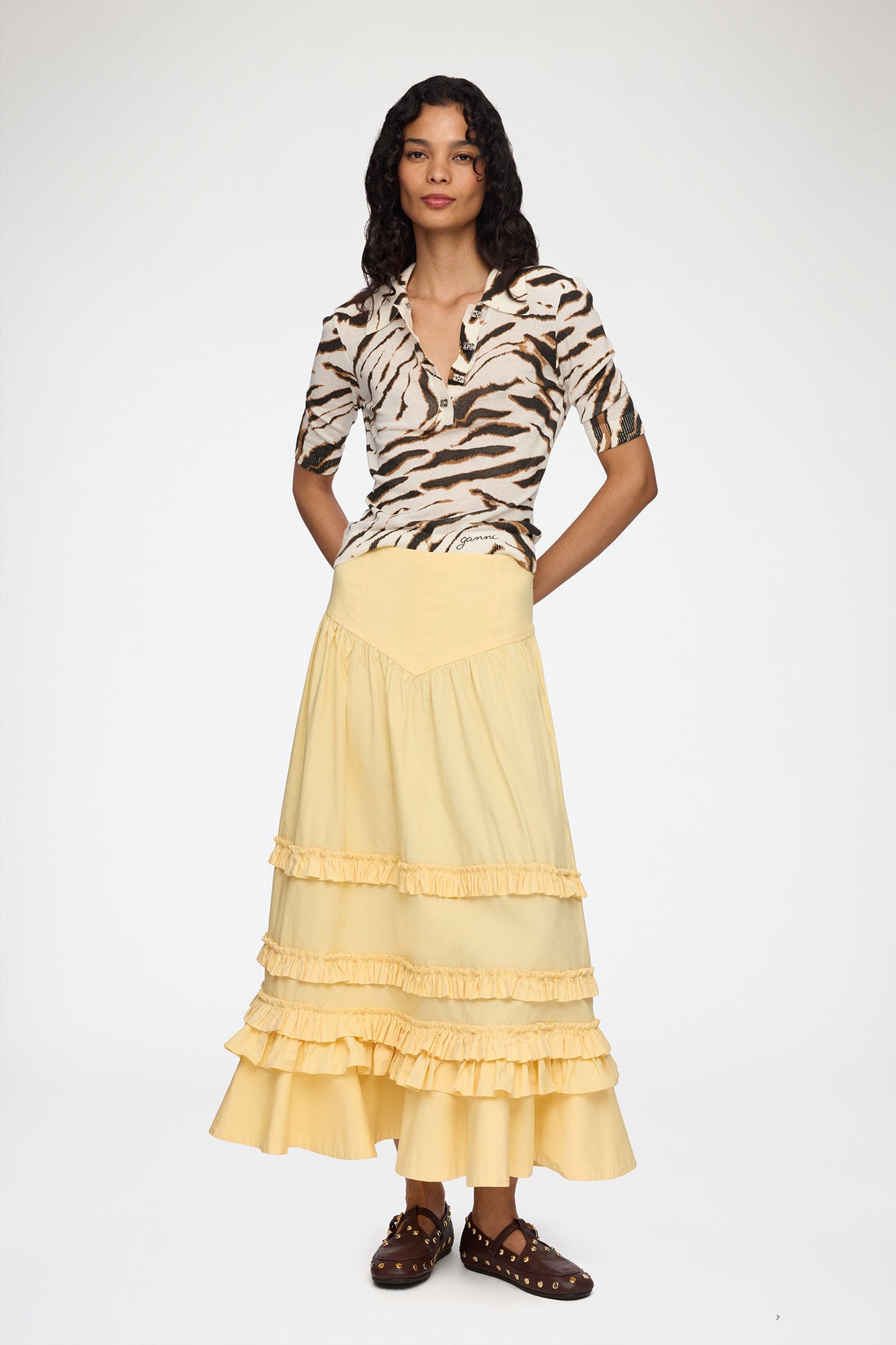 Skirt Tiered Frill Yellow