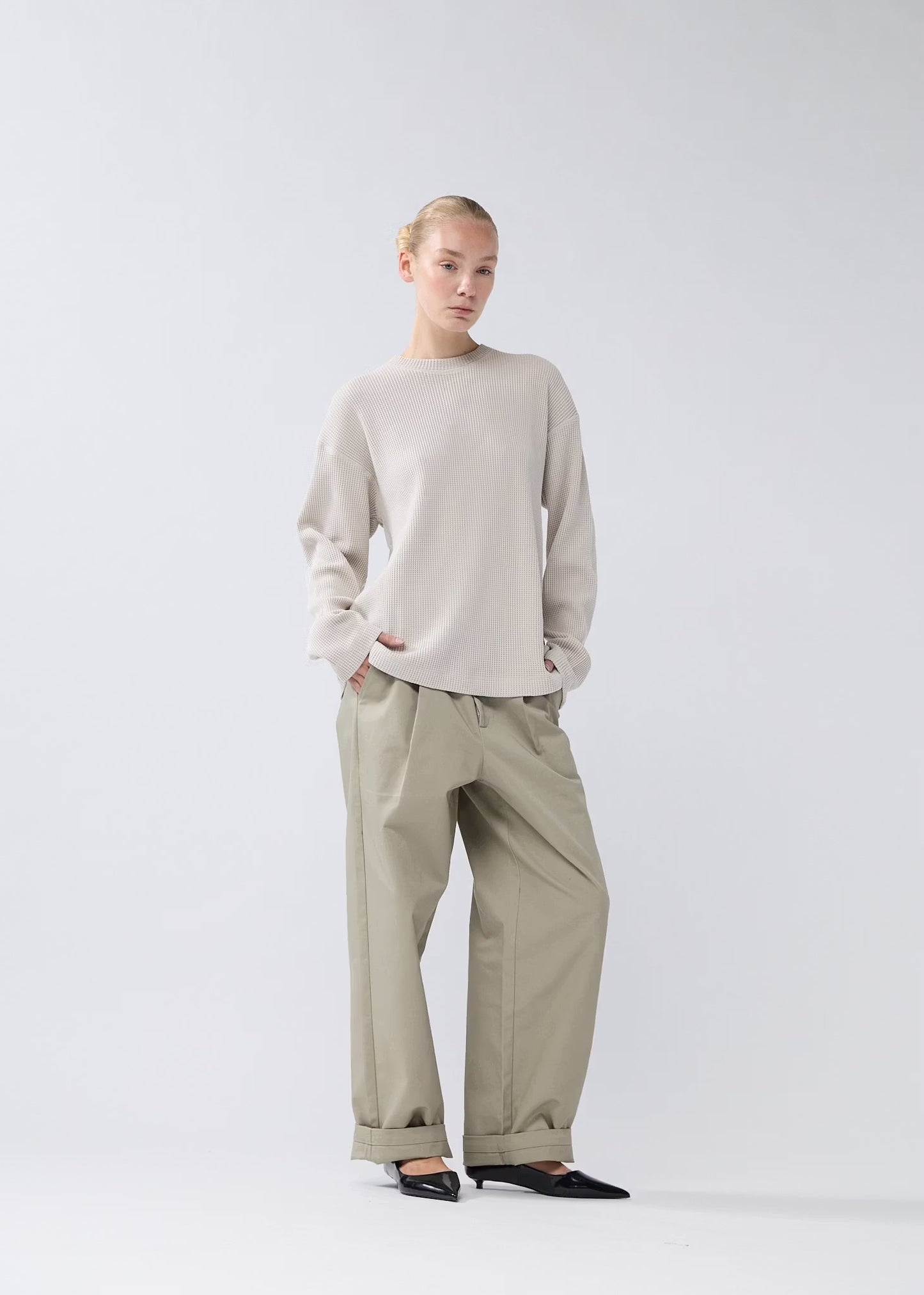 T-shirt Waffle Longsleeve Washed Grey