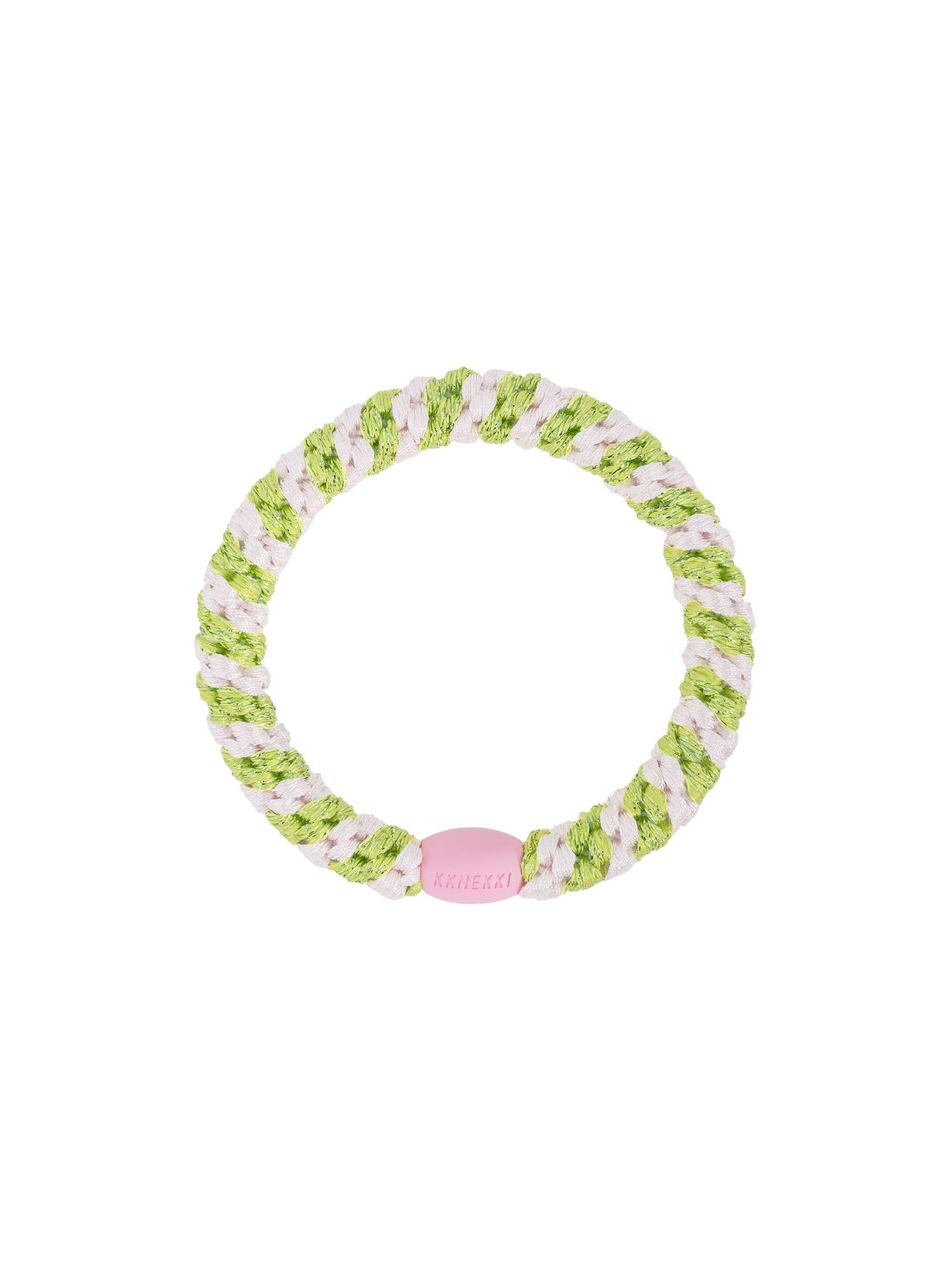 Hair Tie Stripe Ballet Pink & Lime Glitter