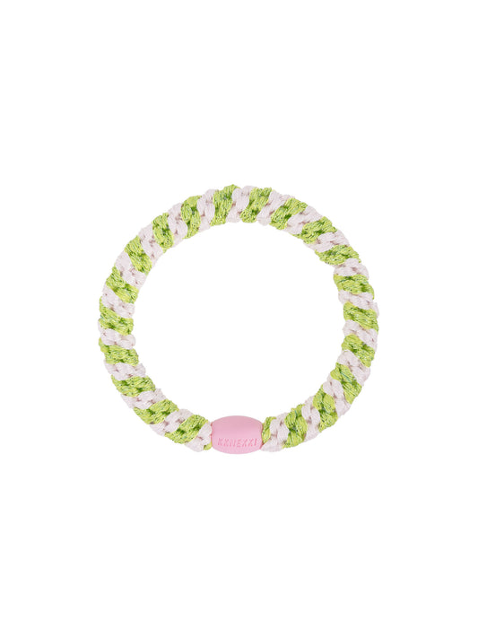 Hair Tie Stripe Ballet Pink & Lime Glitter