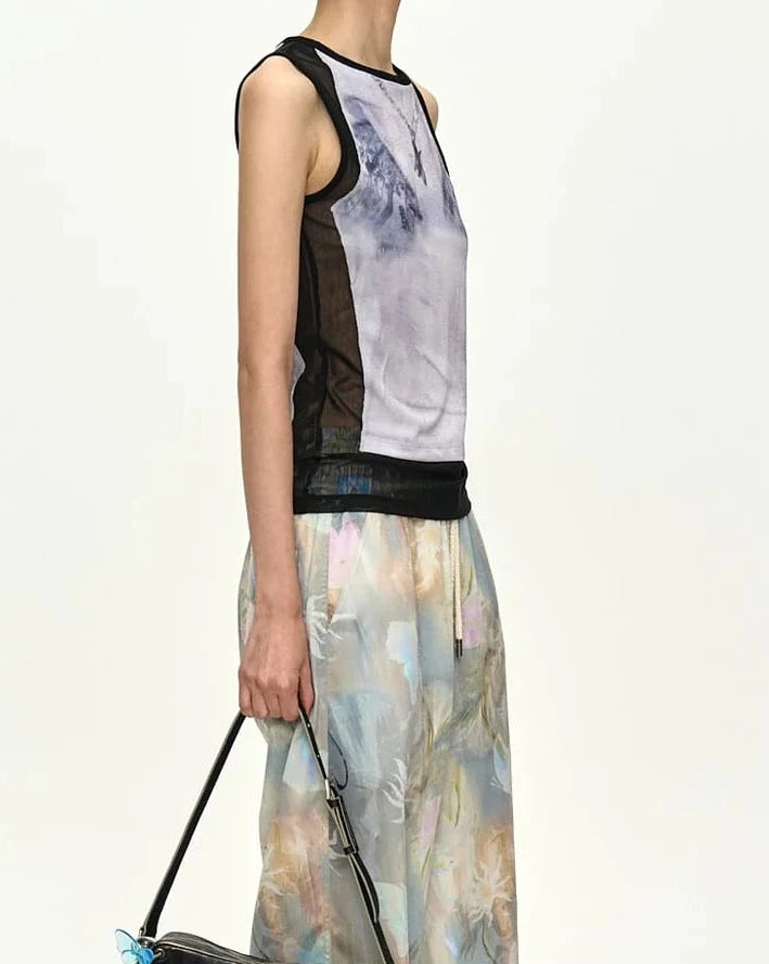 Top Wet-Printed White & Black