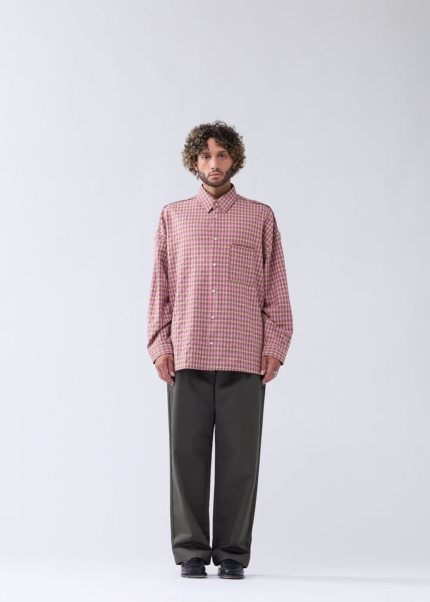 Shirt Raw Edge Fluid Pink Check