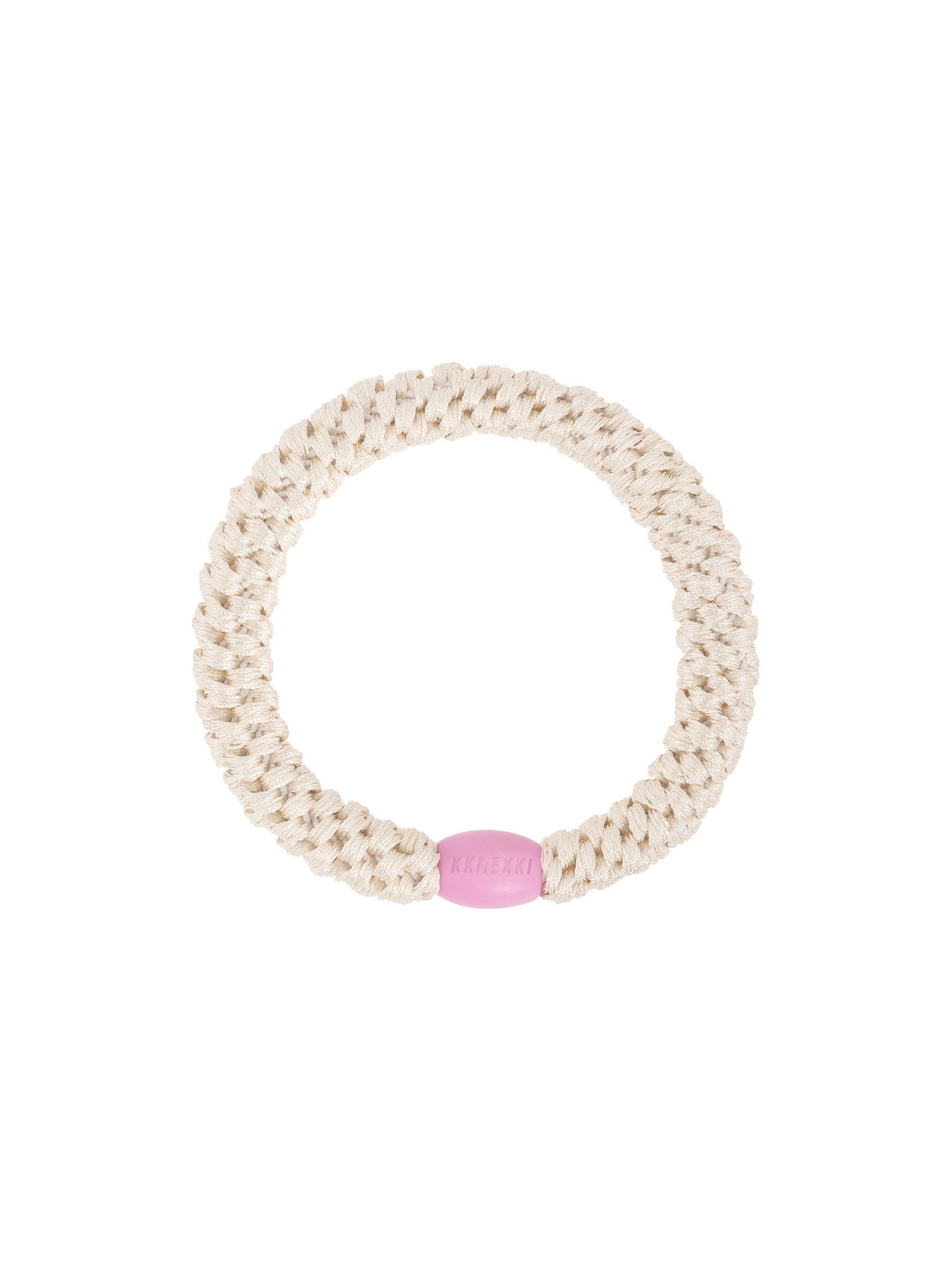 Gumička do vlasů slonovinová a růžová korálková