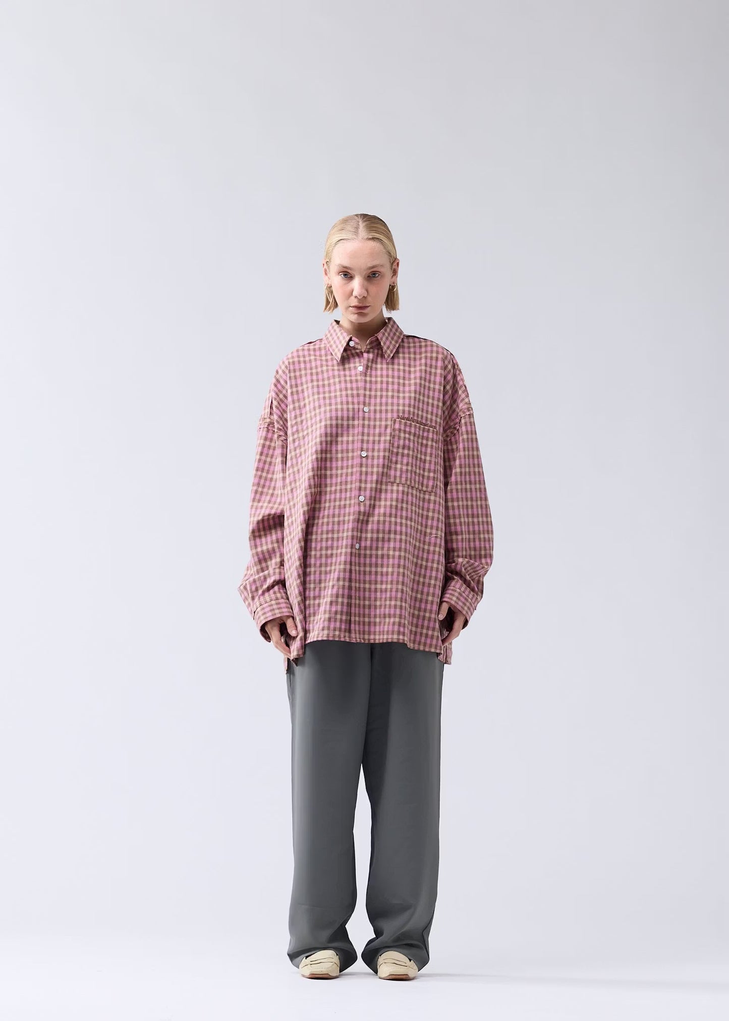 Shirt Raw Edge Fluid Pink Check