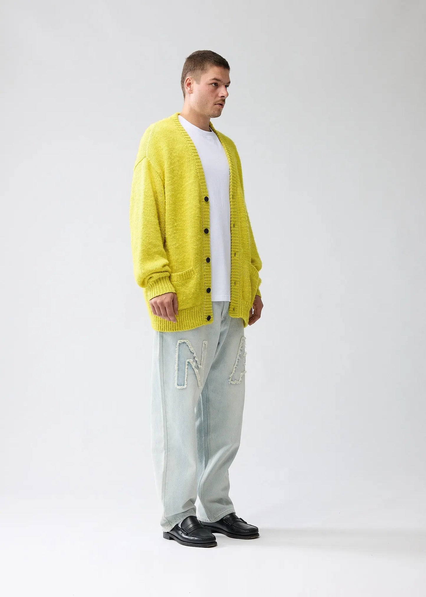Cardigan Linnen Logo Celery Yellow
