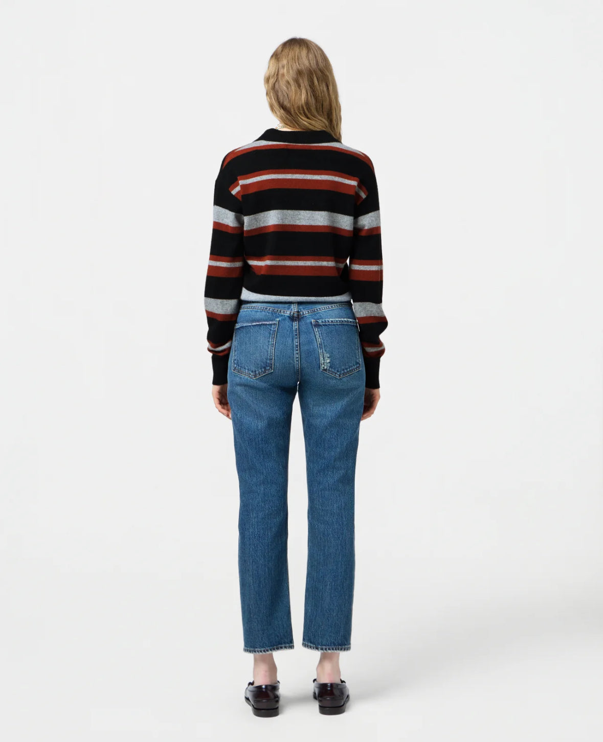 Černý polo svetr Collegiate Stripe