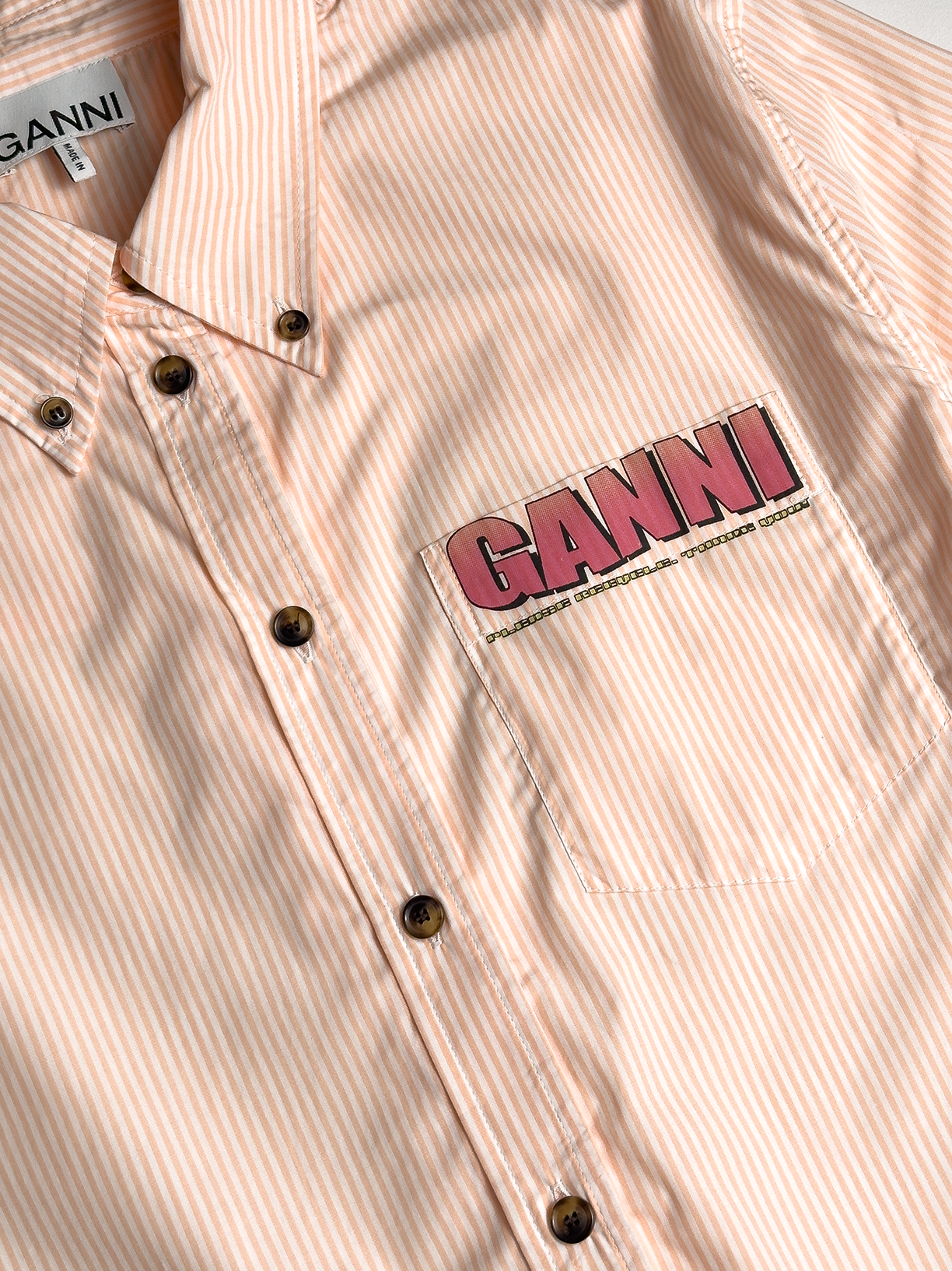Shirt Cotton Stripe Peach