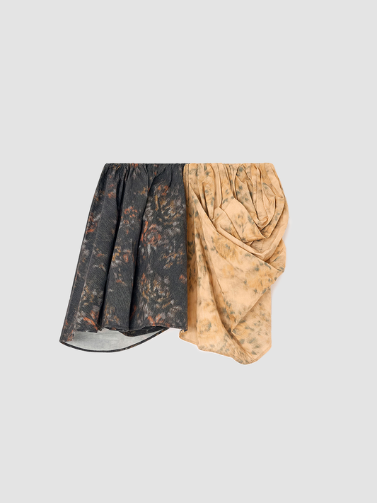 Skirt Mini Drapey Black & Beige