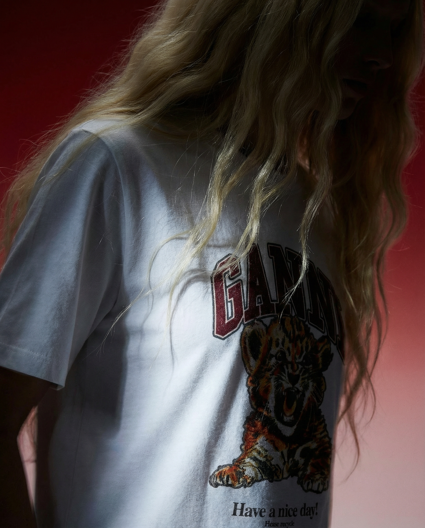 T-shirt Tiger Beaded White