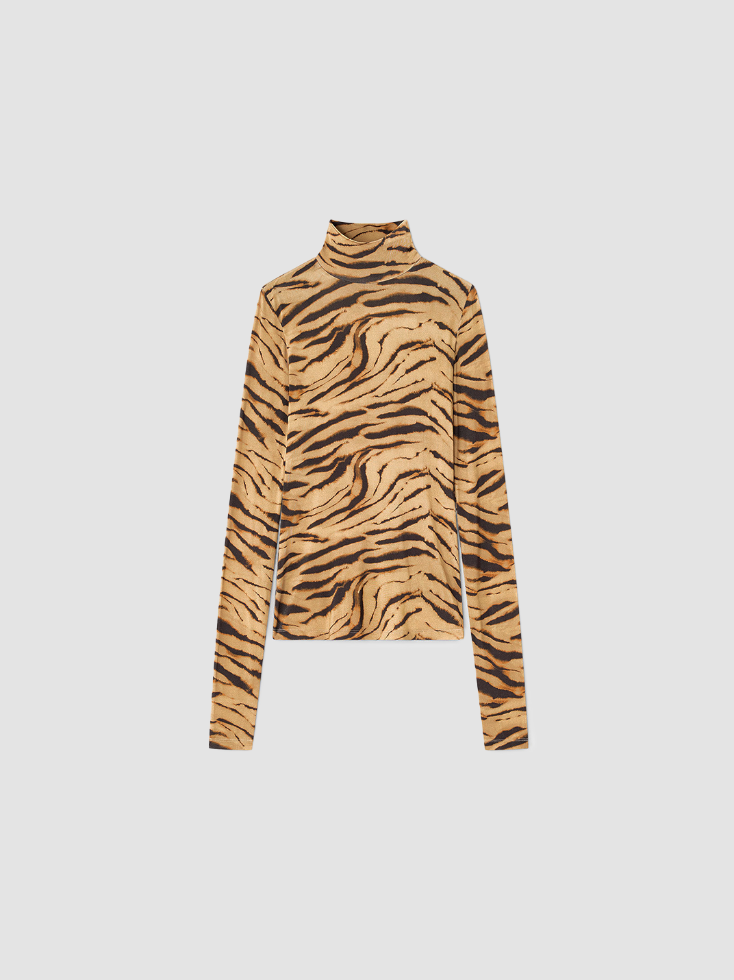 Top Shiny Turtleneck Zebra Print