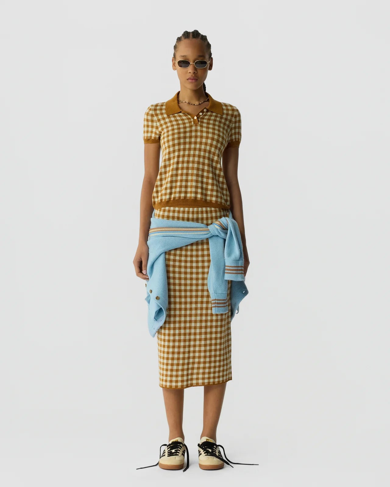 Polo Gingham Checkered Brown