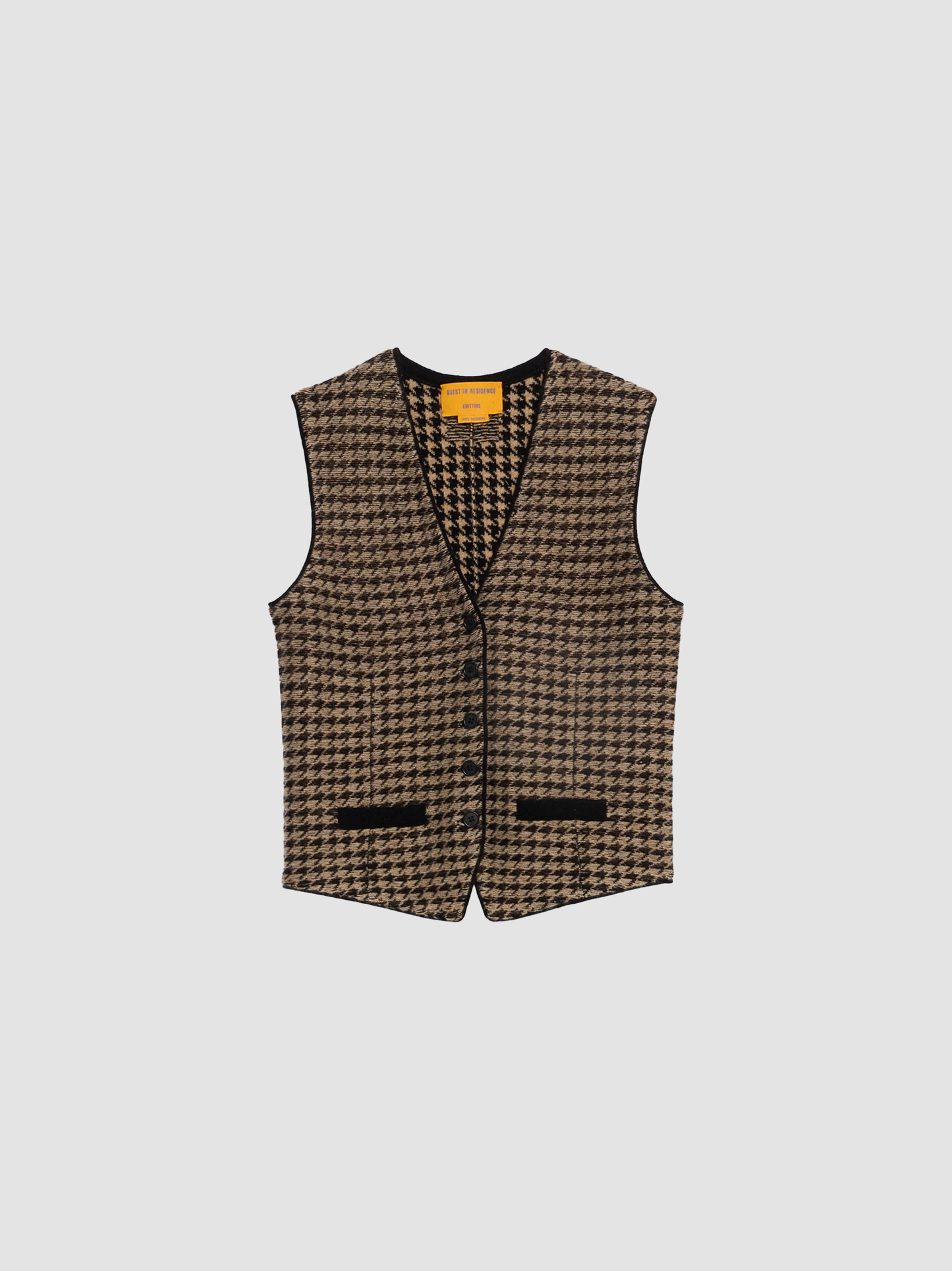 Vest Houndstooth Tailored Black & Dune