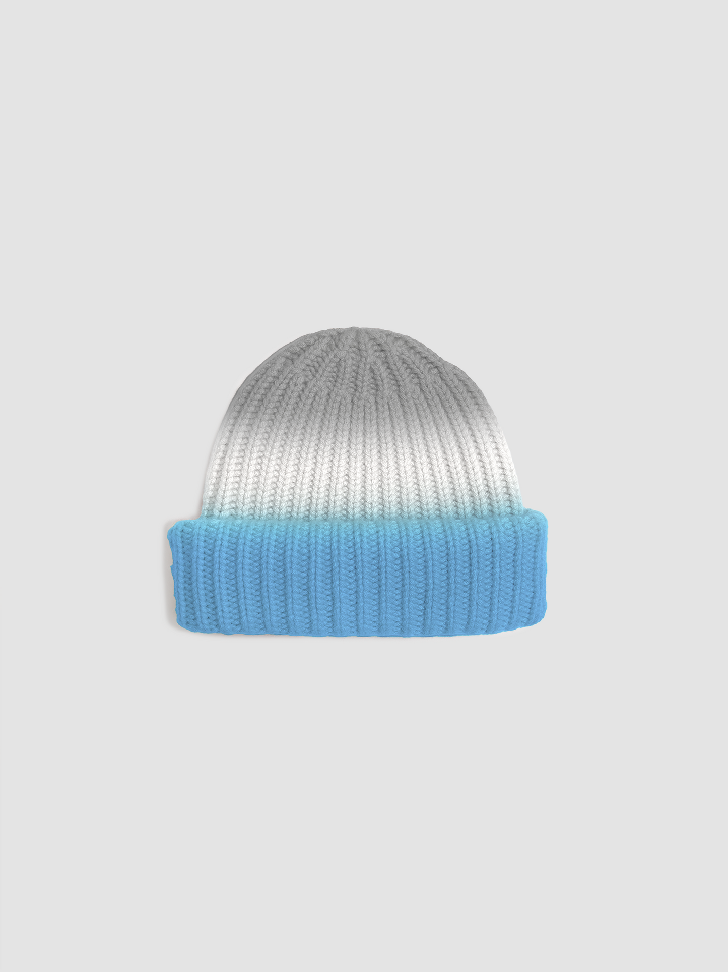 Cashmere Beanie Tricolor Blue & Off White & Grey