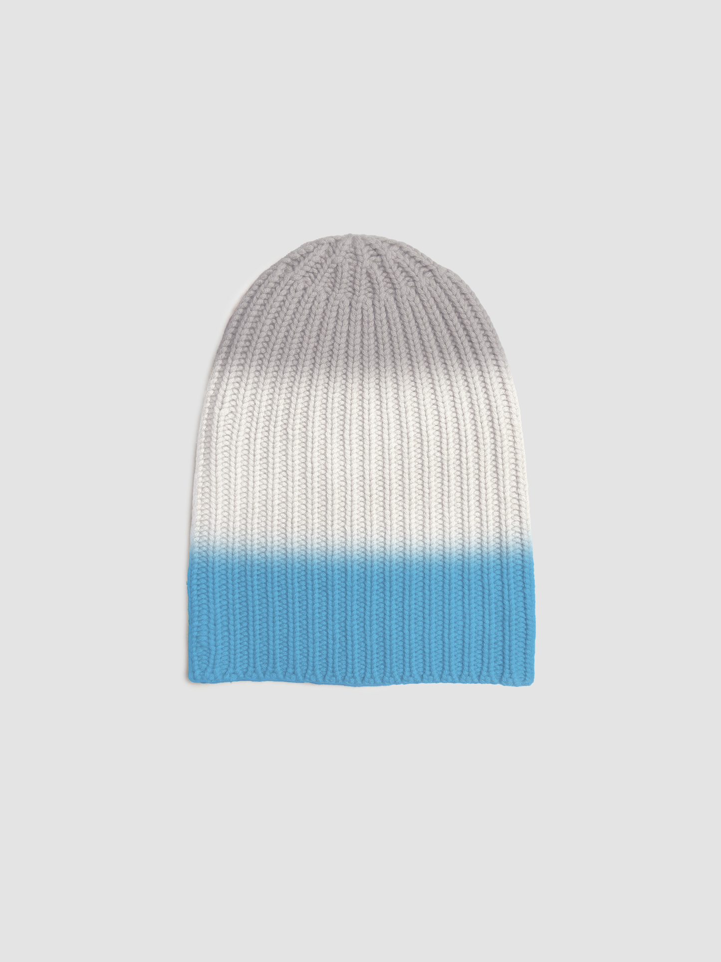 Cashmere Beanie Tricolor Blue & Off White & Grey