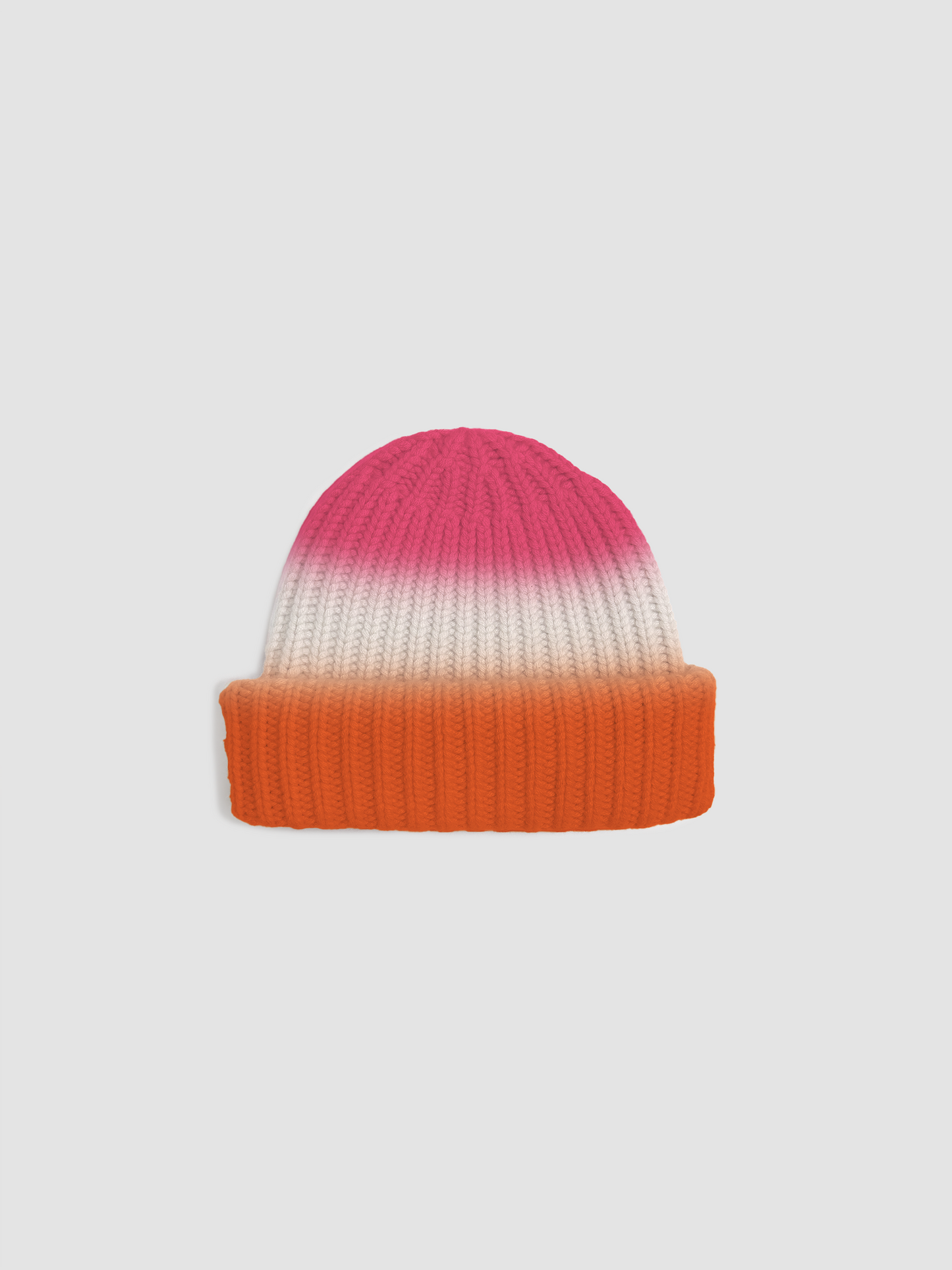 Cashmere Beanie Tricolor Orange & Off White & Pink