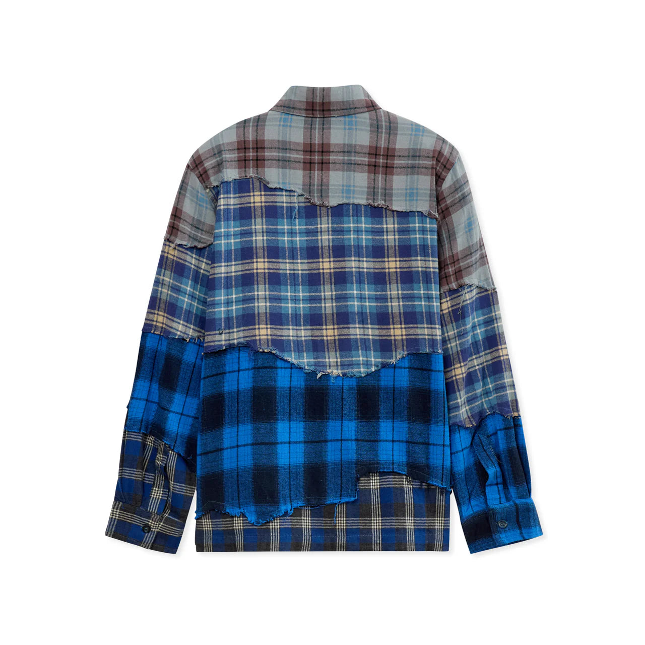Shirt Flannel Face Patchworked Blue