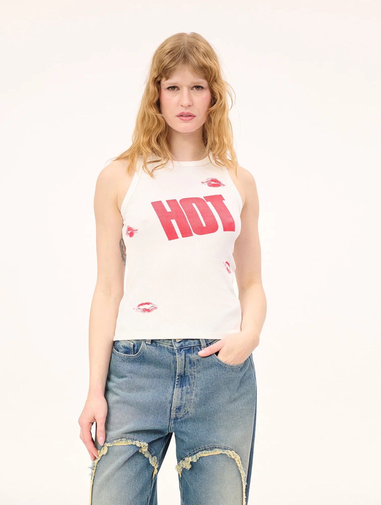 Tank Top Kiss Me I'm Hot White
