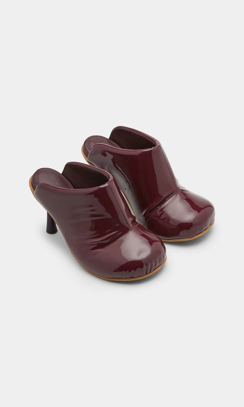 Heels Puffy Mule Shiny Rooster