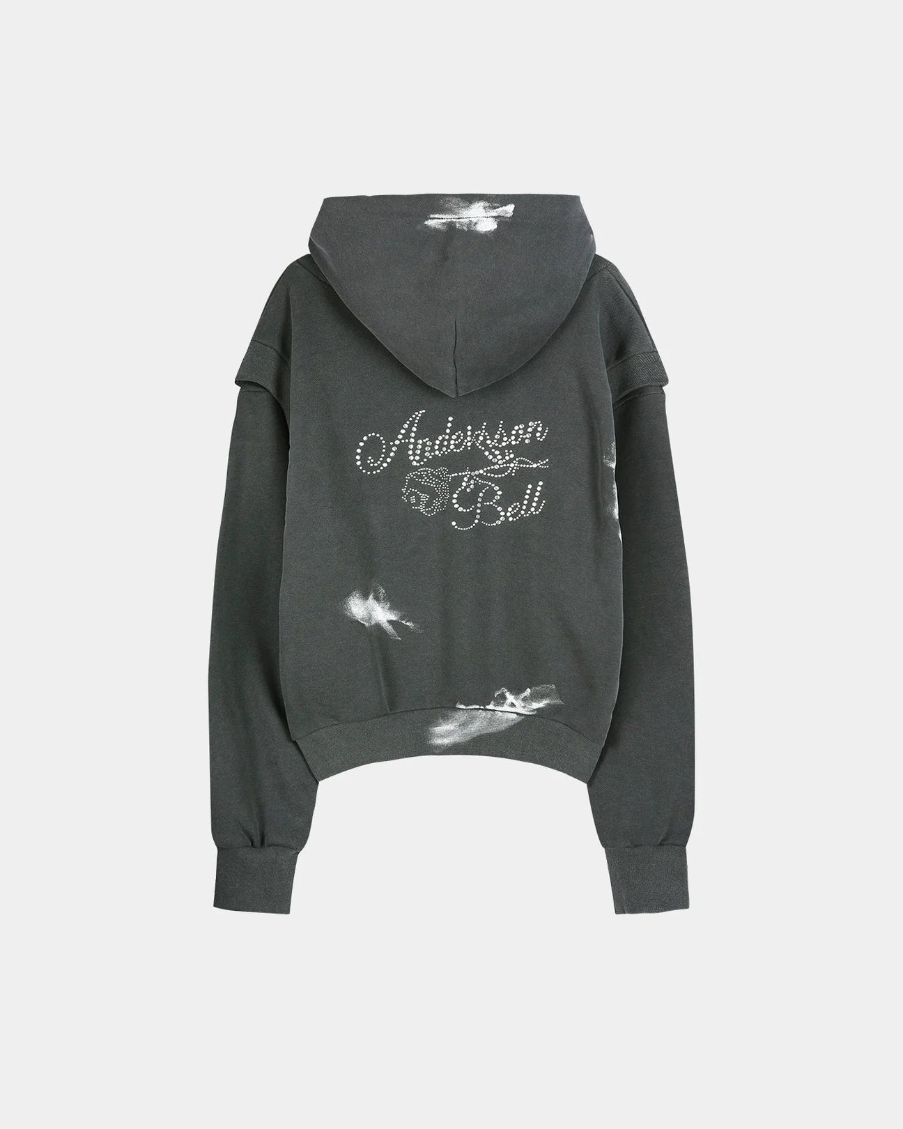 Hoodie Layered Metallic Painted Grey