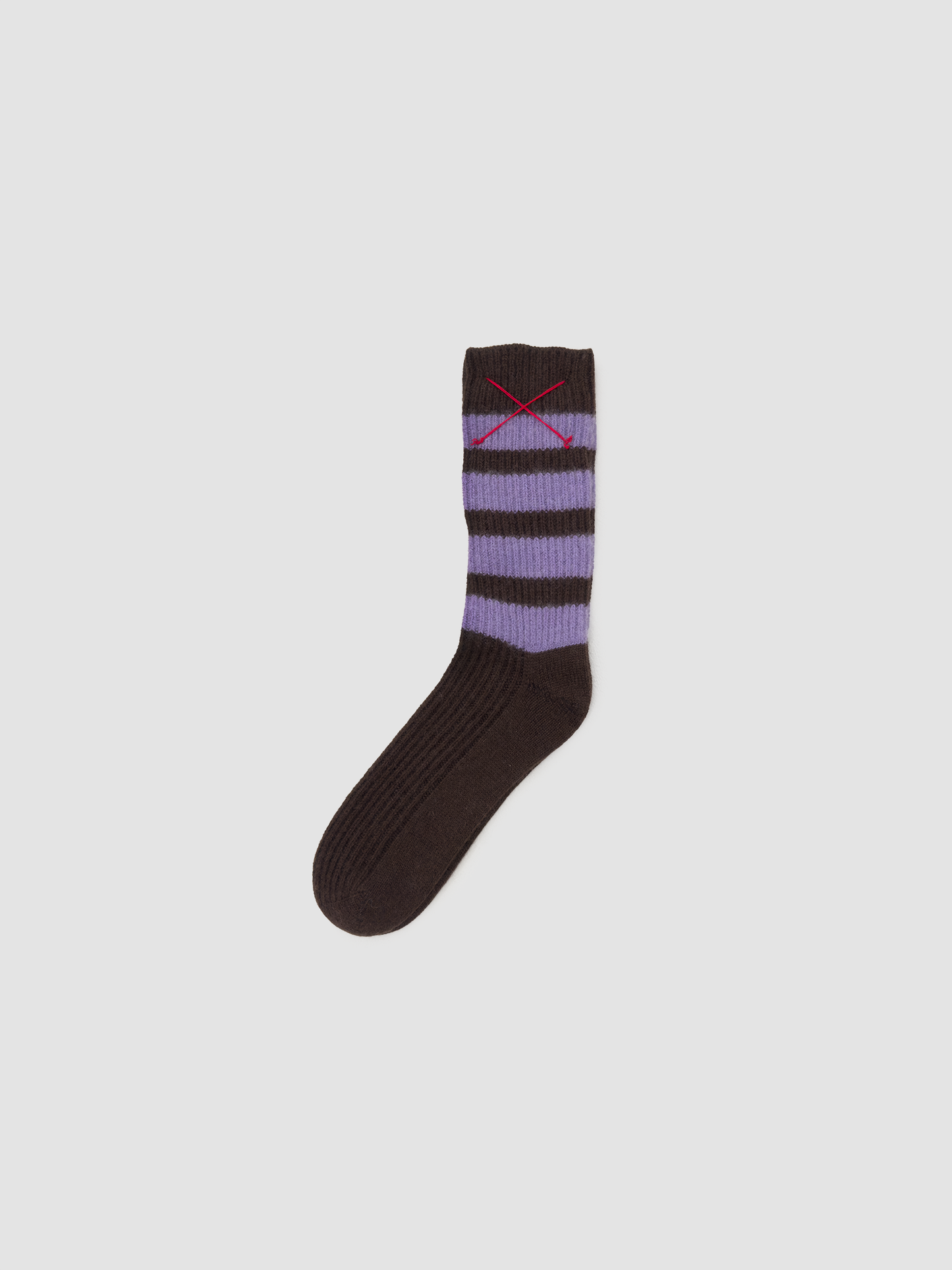 Cashmere Socks Stripes Chocolate & Lavender