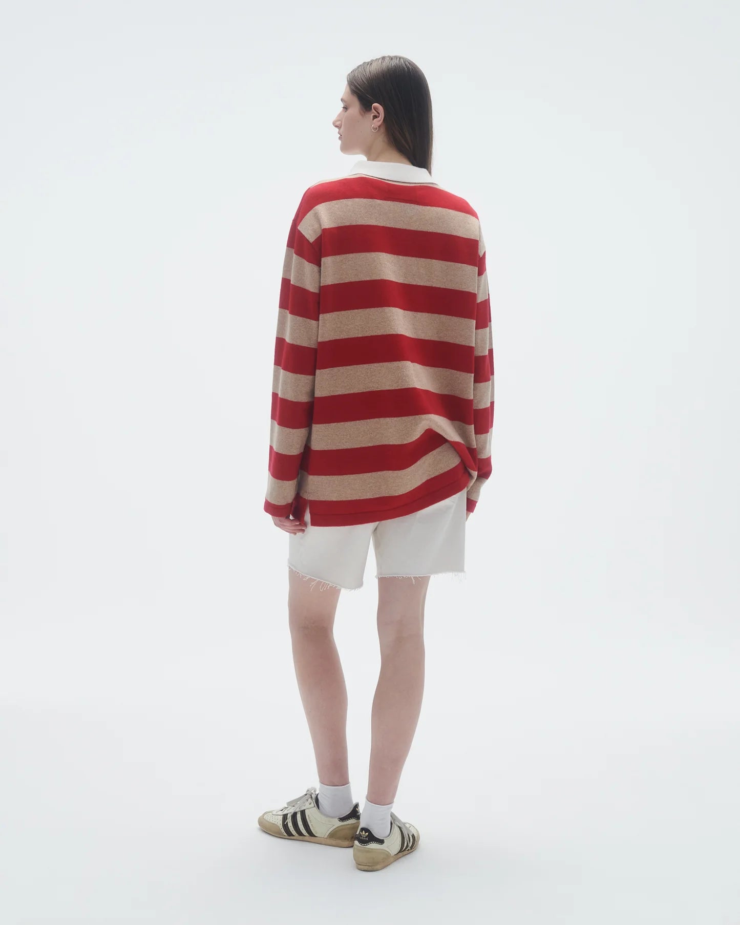 Sweater Striped Rugby Dune/True Red Stripe