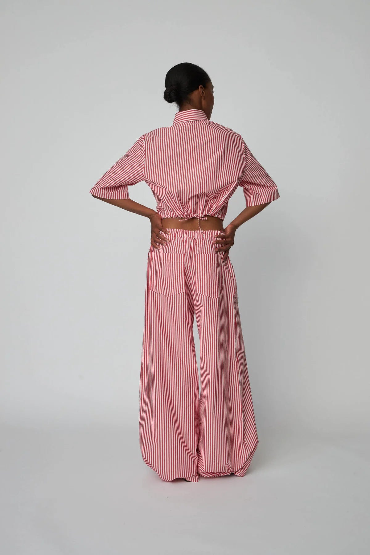 Shirt Cropped Striped Red