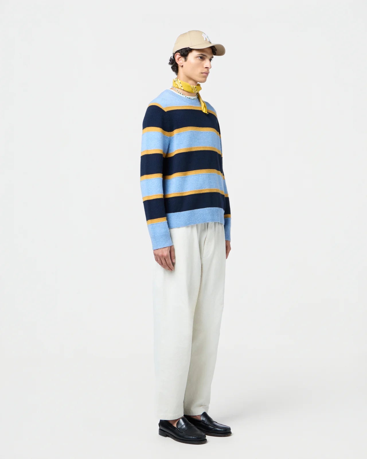 Sweater Stripe Crew Heather Blue