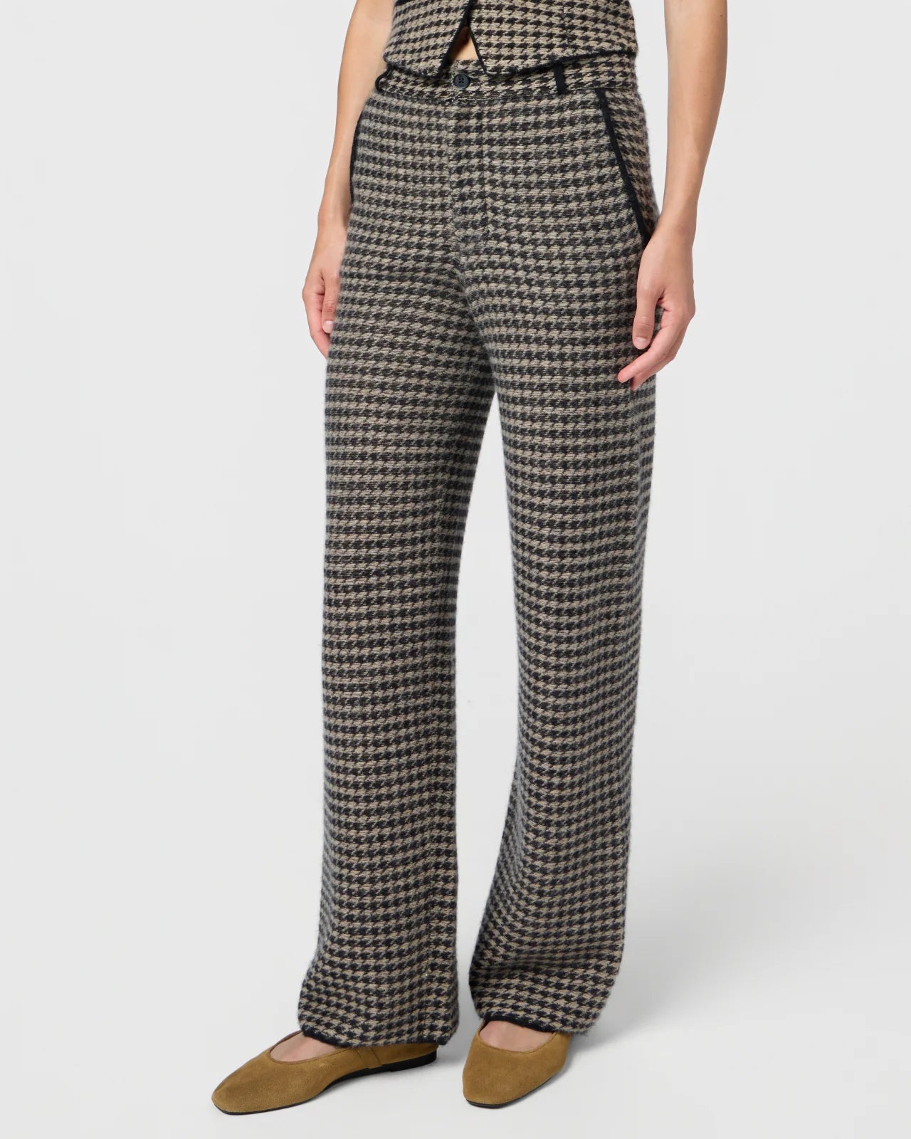 Pants Houndstooth Tailored Black & Dune
