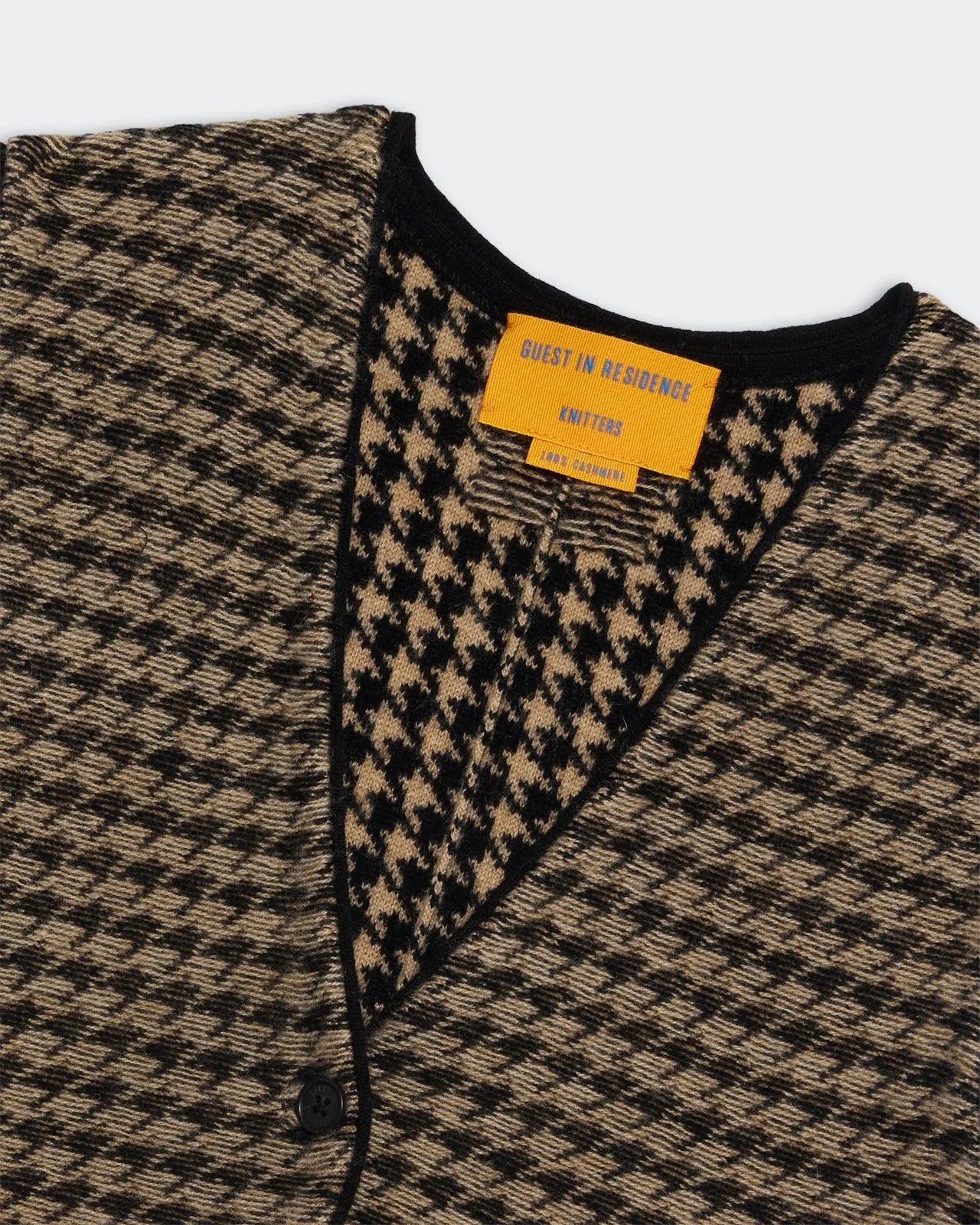 Vest Houndstooth Tailored Black & Dune