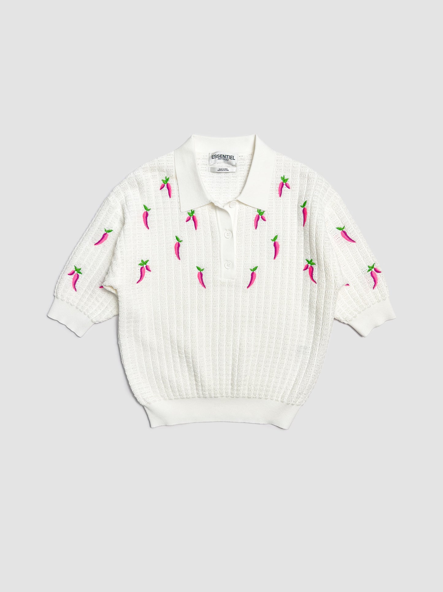 Knitted Polo Top With Pepper