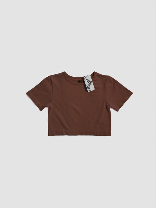 T-shirt Smooth Crop Walnut