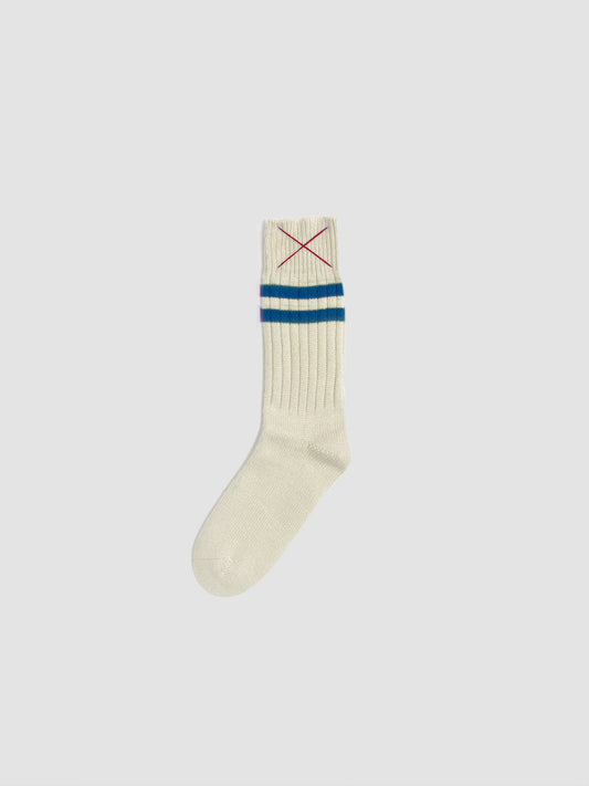 Cashmere Socks Two Stripes Blue & White
