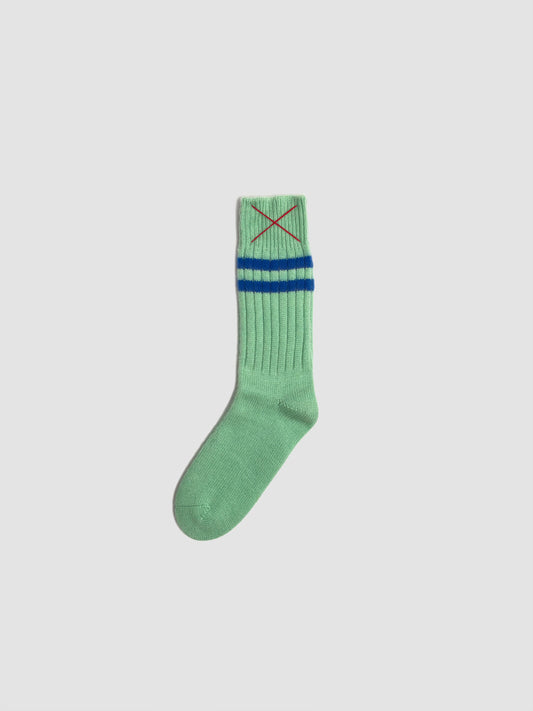 Cashmere Socks Two Stripes Blue & Light Green