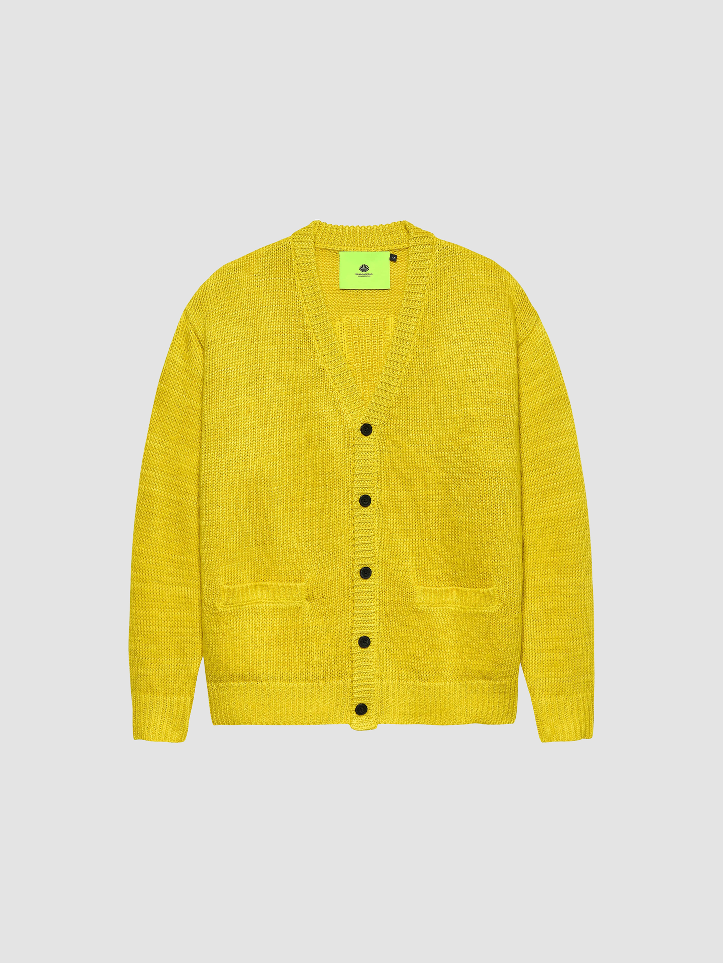 Cardigan Linnen Logo Celery Yellow