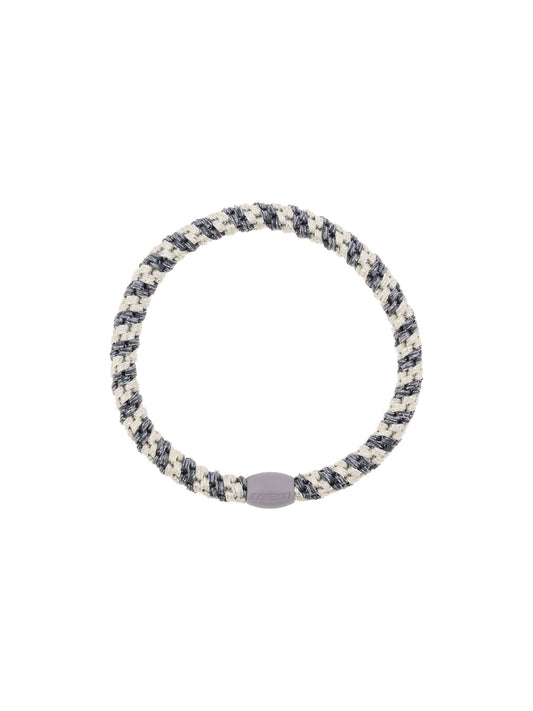 Hair Tie Slim Silver Grey Stripe