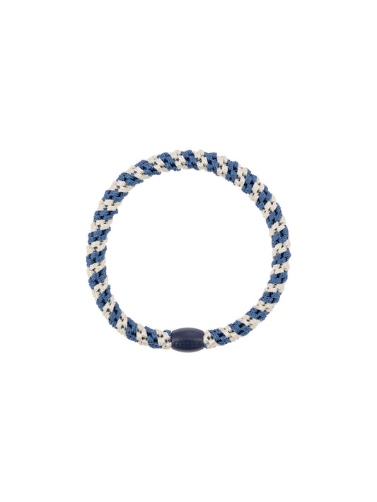 Hair Tie Slim Indigo Ivory Stripe