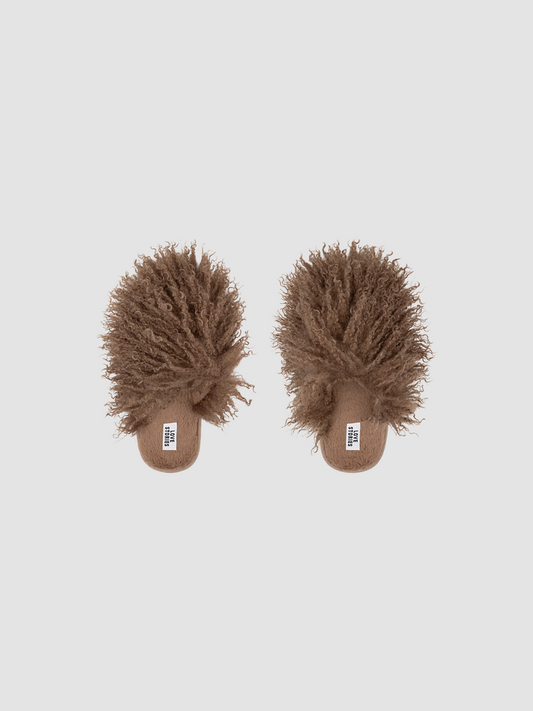 Slippers Furry Brown