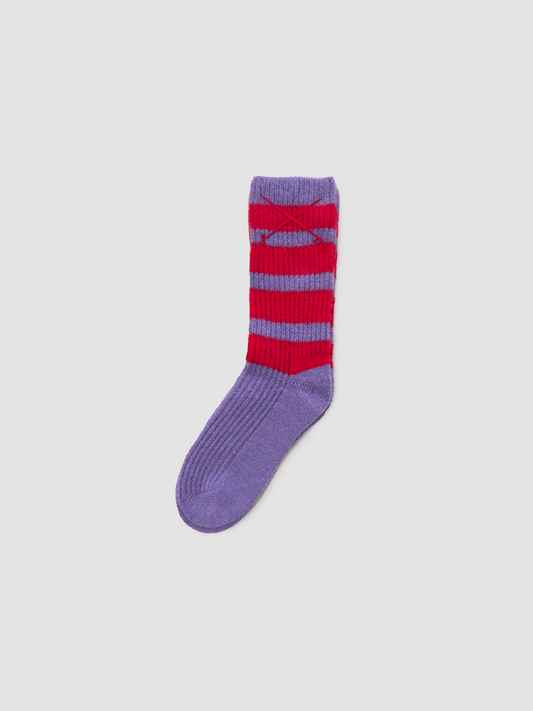 Cashmere Socks Stripes Chocolate & Lavender