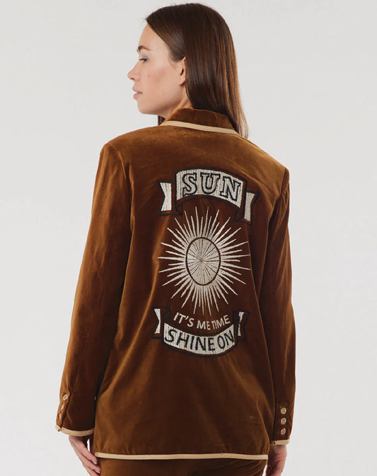 Simone Velour Blazer Brown