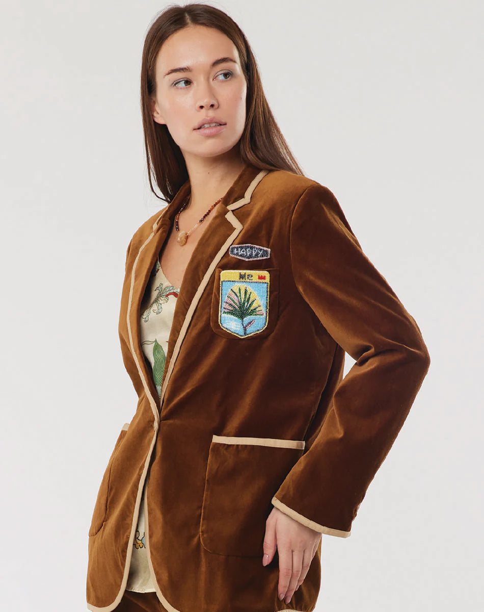Simone Velour Blazer Brown