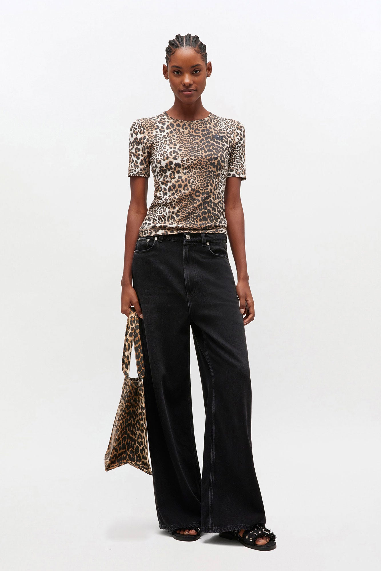 T-Shirt Rib Print Leopard