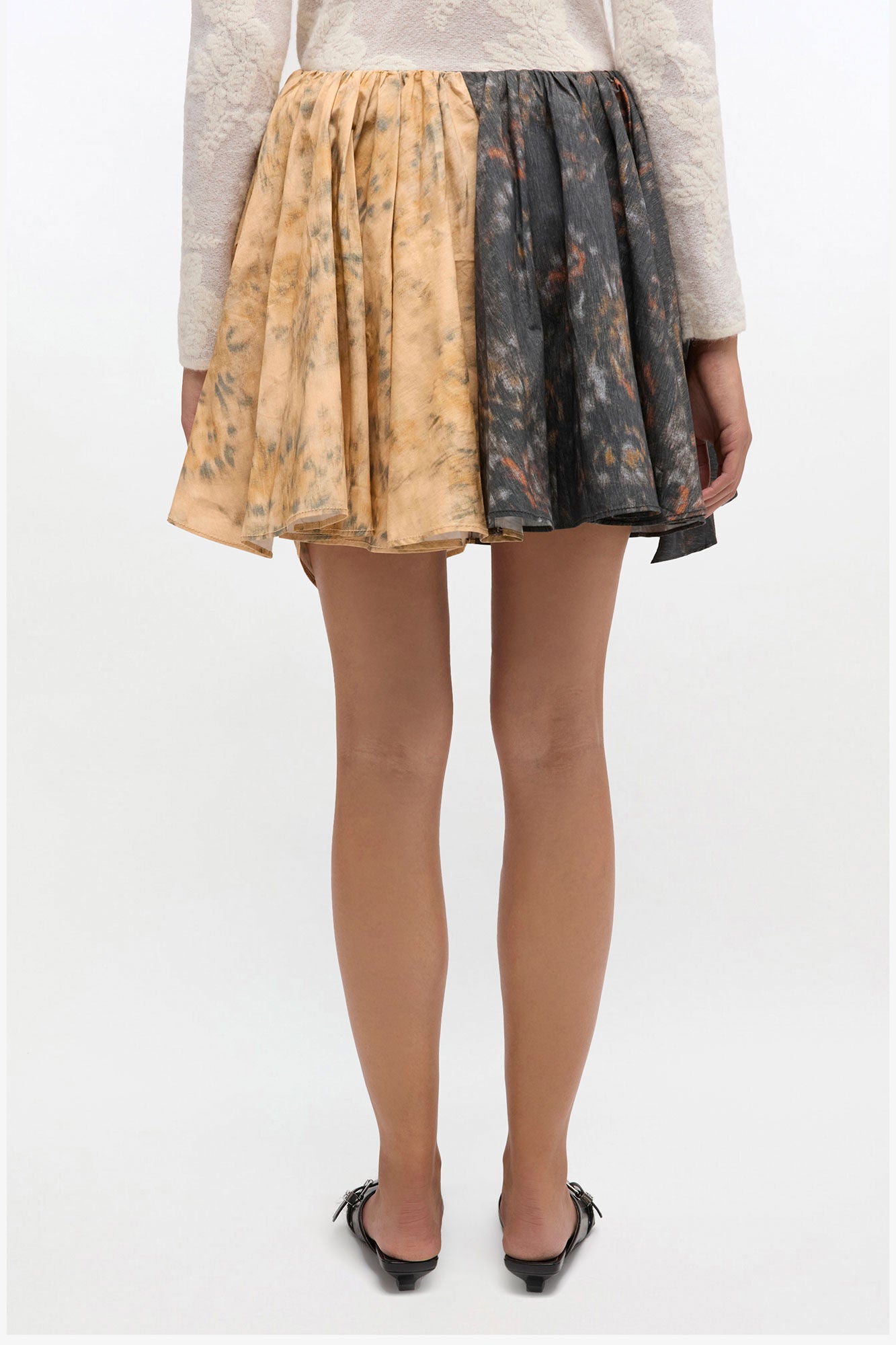 Skirt Mini Drapey Black & Beige