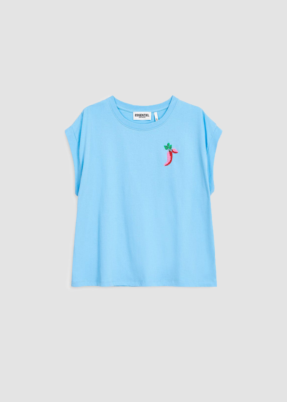 Blue Cotton T-shirt With Pepper