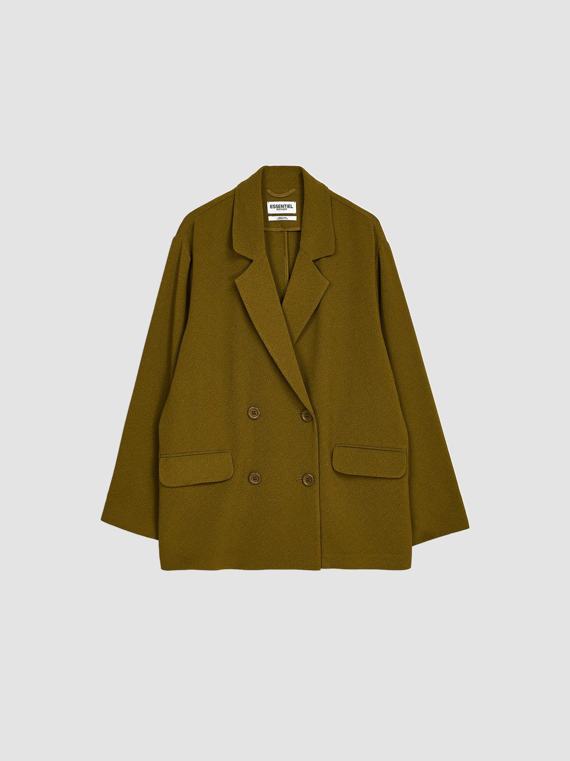 Khaki Double-Breasted Blazer
