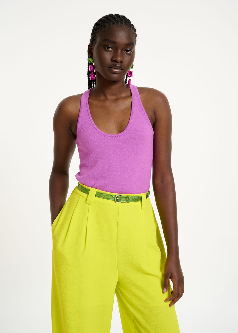 Purple Fine-Knit Tank Top